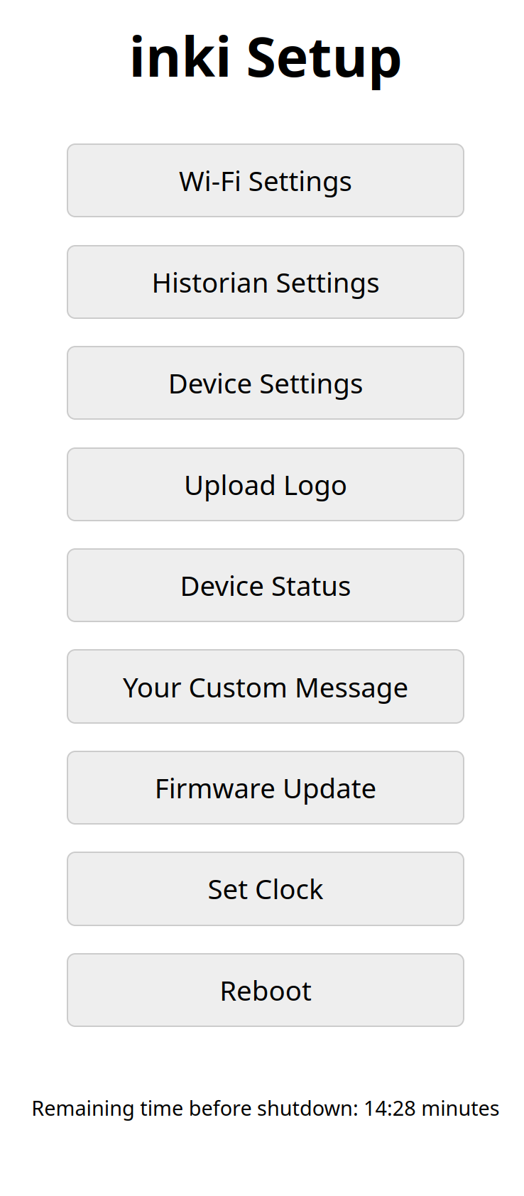 Historian web interface main configuration